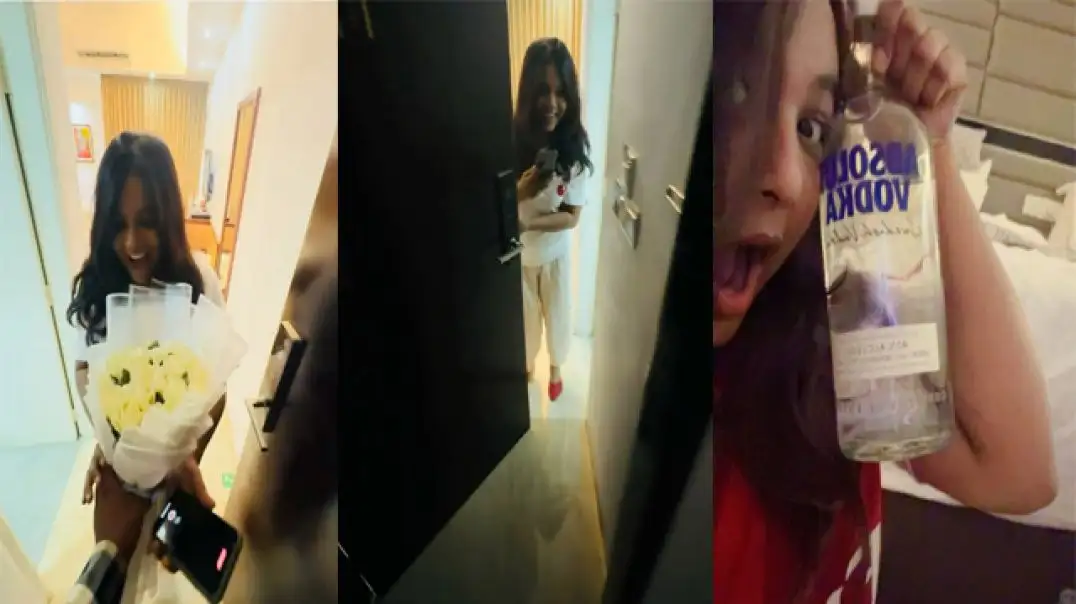 Hot Desi Faria’s Secret xxx Drinking Sex with Two Guys