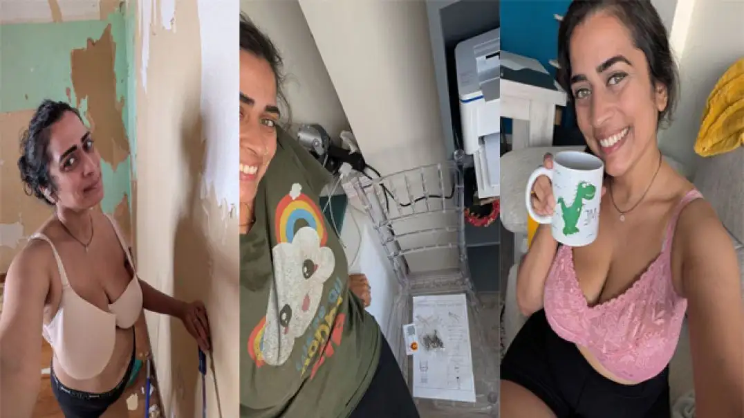 Desi aunty ka secret hot romance with big melons and dildo