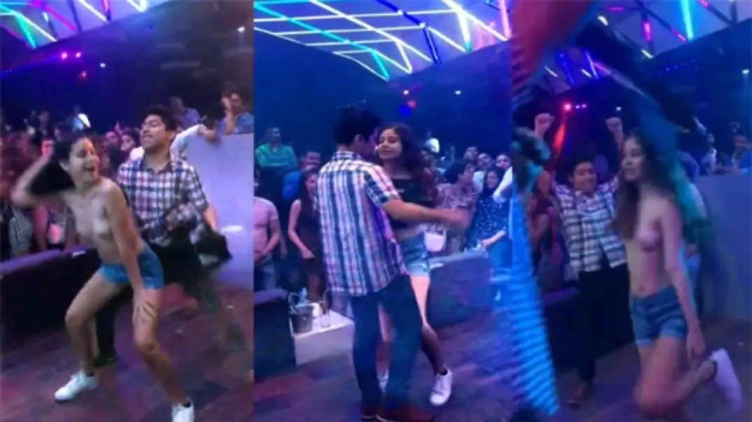 Hot Indian Babe Drunk Strips T‑Shirt for Private Fun