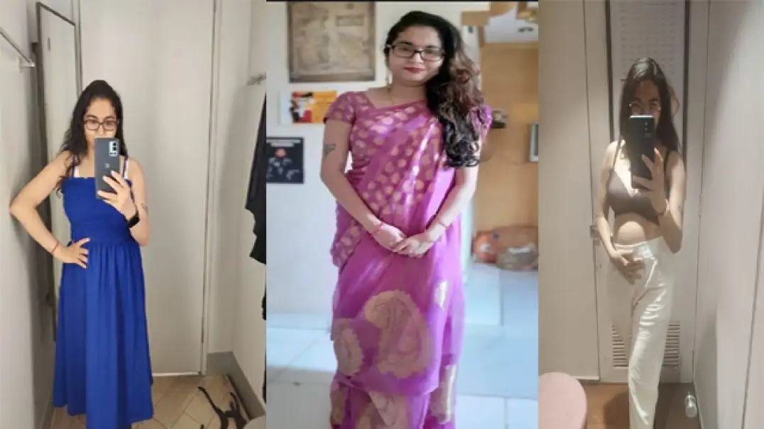 Desi Hot Wife Secretly Teasing With Her Tattooed Body